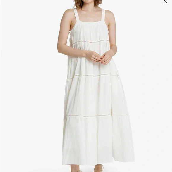 Laude The Label | Dresses | Laude The Label Strappy Tiered Maxi Dress  Organic Cotton White Xs | Poshmark